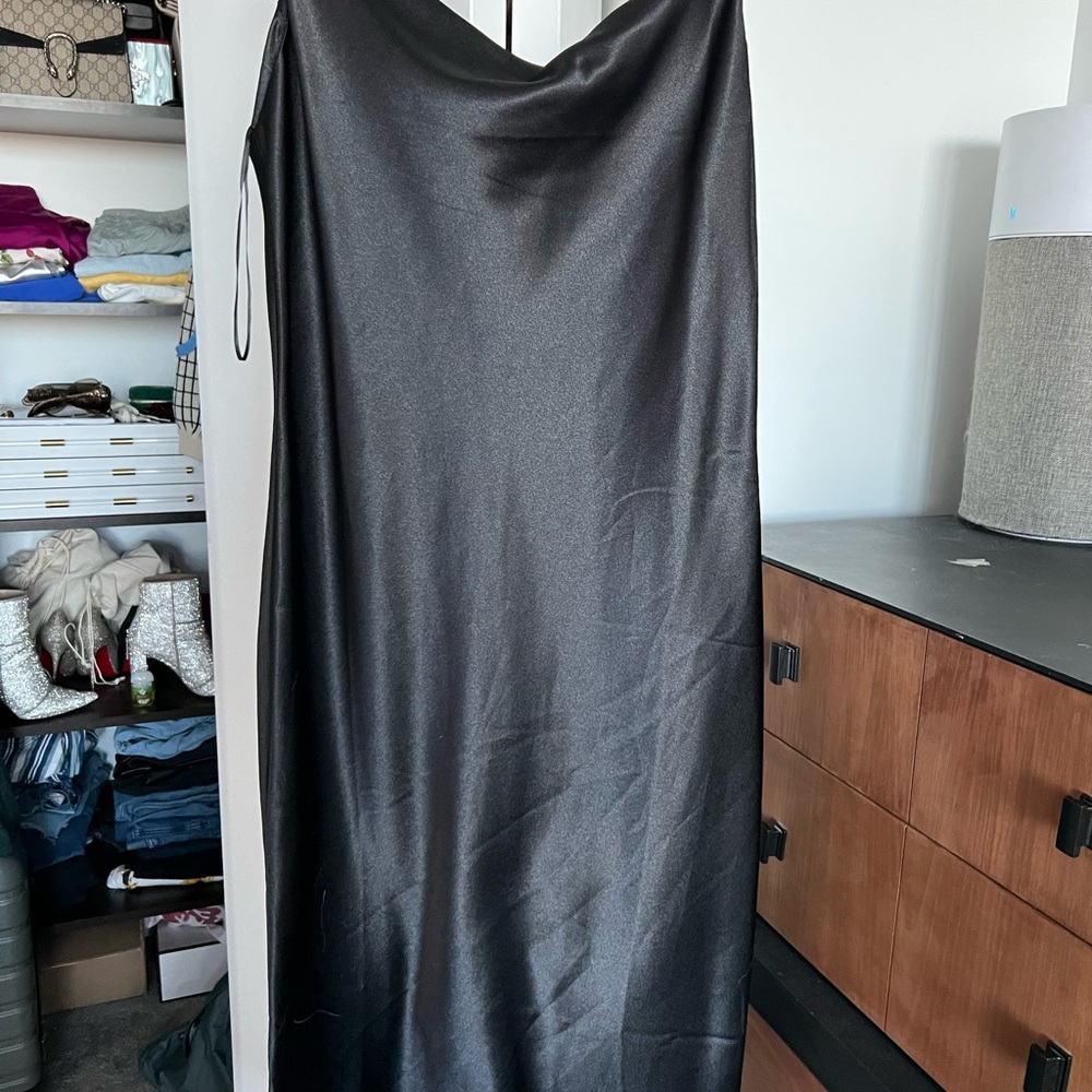 Elegant Black Satin Slip Dress